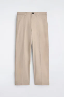 COTTON-LINEN RELAXED-FIT STRAIGHT-LEG PANTS