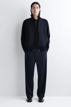 COTTON-PANELED MERINO TRACK JACKET