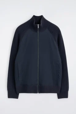 COTTON-PANELED MERINO TRACK JACKET