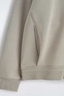COTTON-PIQUÉ ZIP-UP HOODIE
