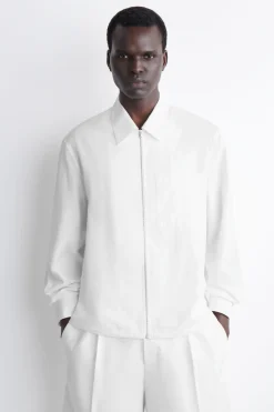COTTON-POPLIN ZIP-UP SHIRT