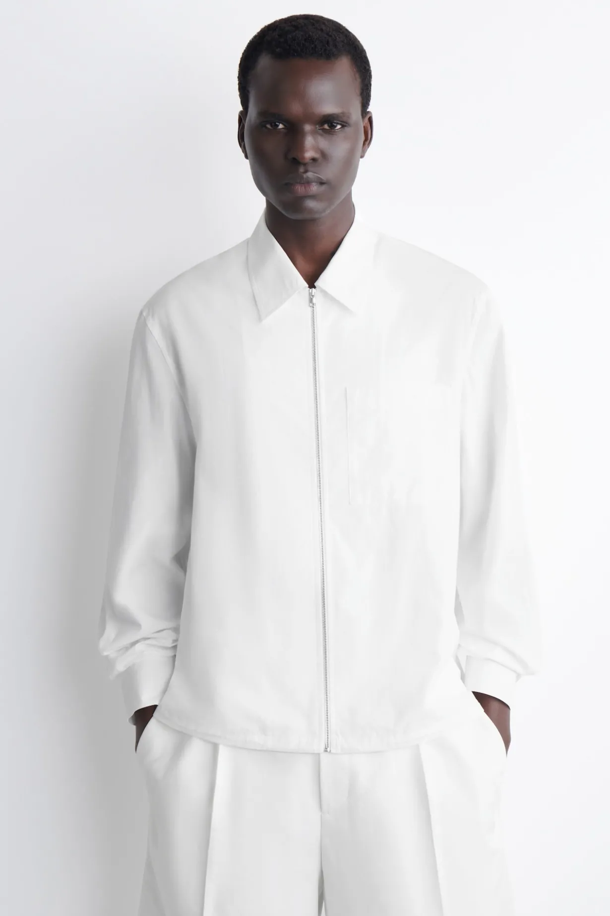 COTTON-POPLIN ZIP-UP SHIRT