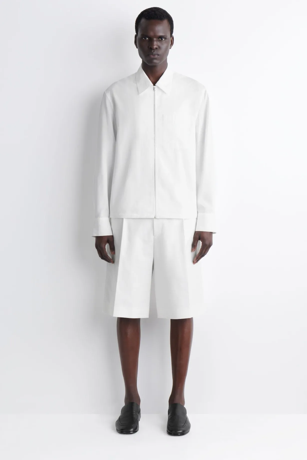 COTTON-POPLIN ZIP-UP SHIRT