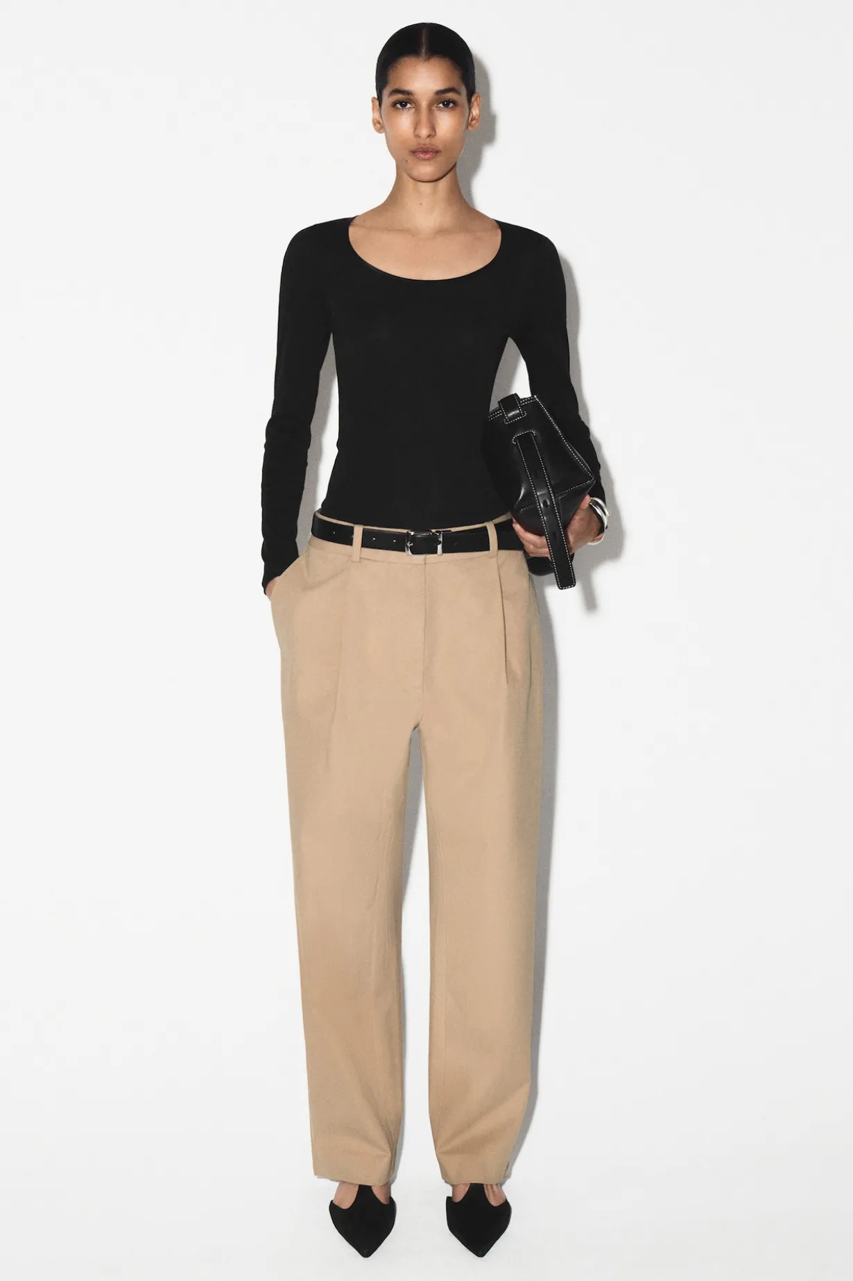 COTTON-TWILL TAPERED PANTS