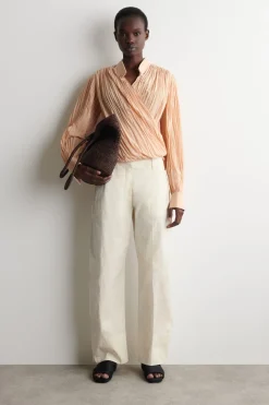 CRINKLED WRAP-OVER BLOUSE