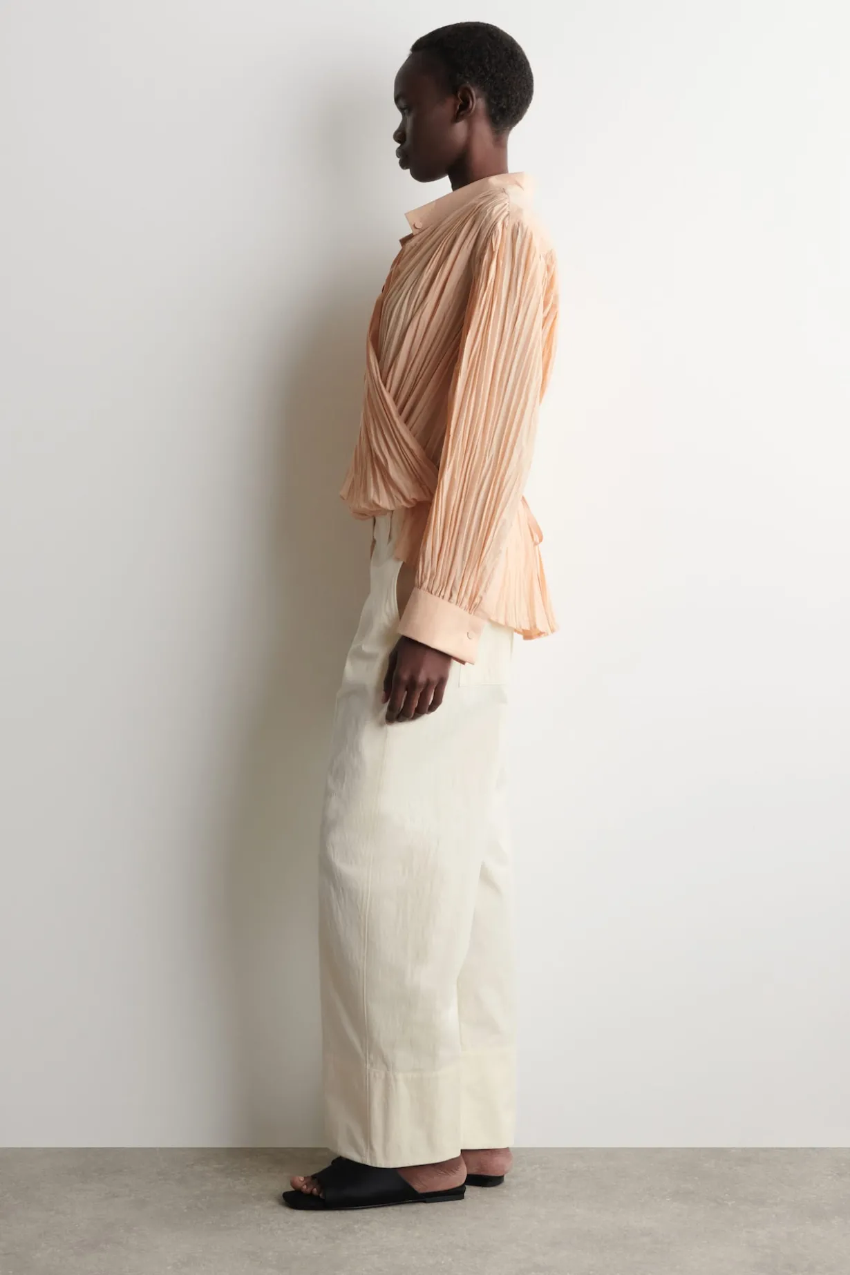 CRINKLED WRAP-OVER BLOUSE