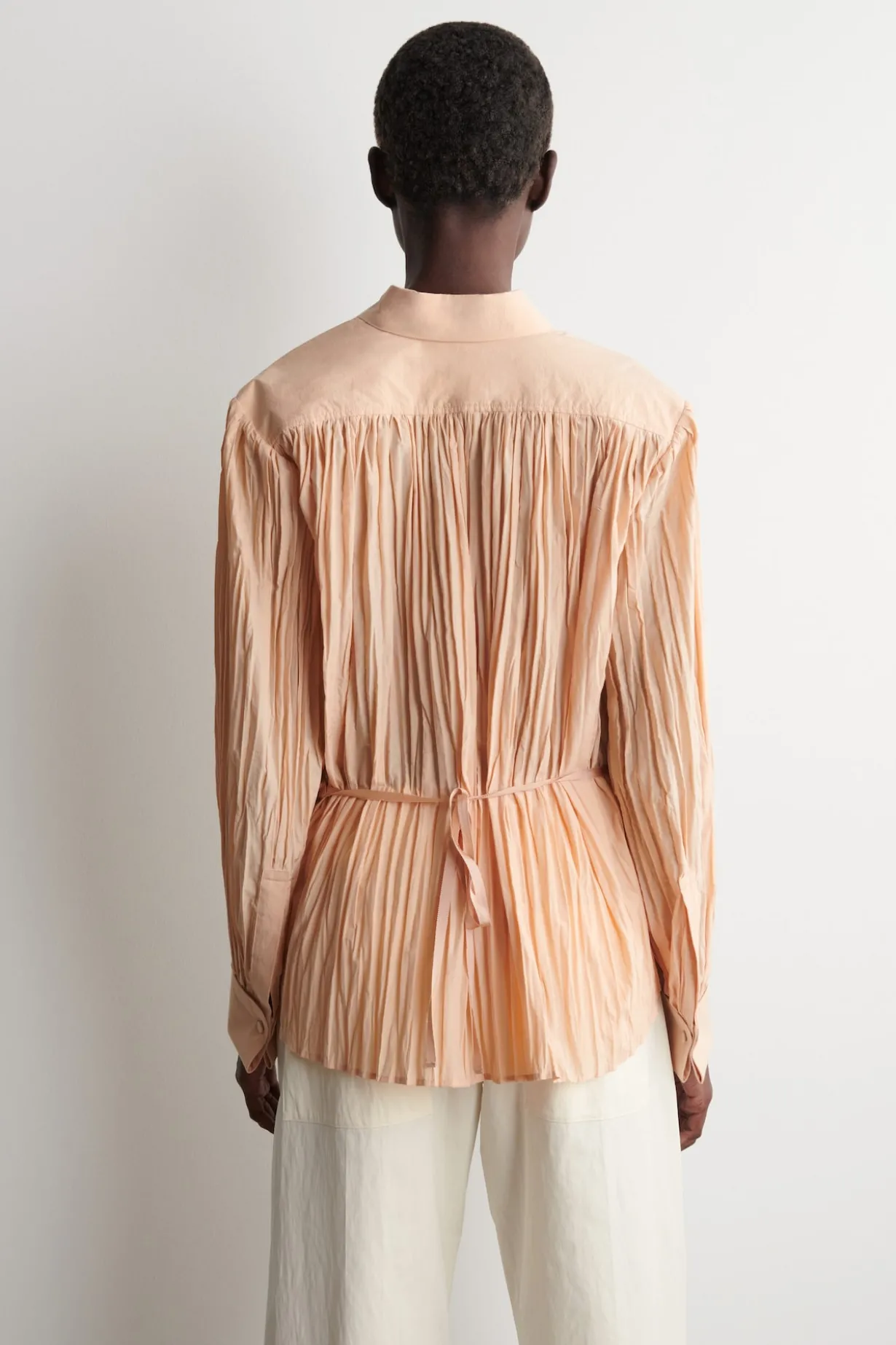 CRINKLED WRAP-OVER BLOUSE