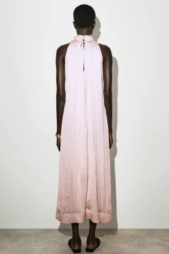 CRINKLED-SATIN MIDI DRESS