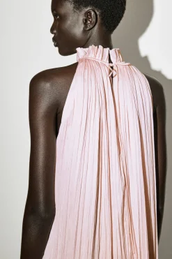 CRINKLED-SATIN MIDI DRESS
