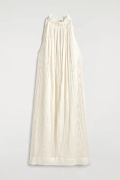 CRINKLED-SATIN MIDI DRESS