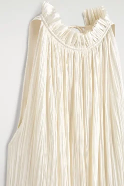 CRINKLED-SATIN MIDI DRESS