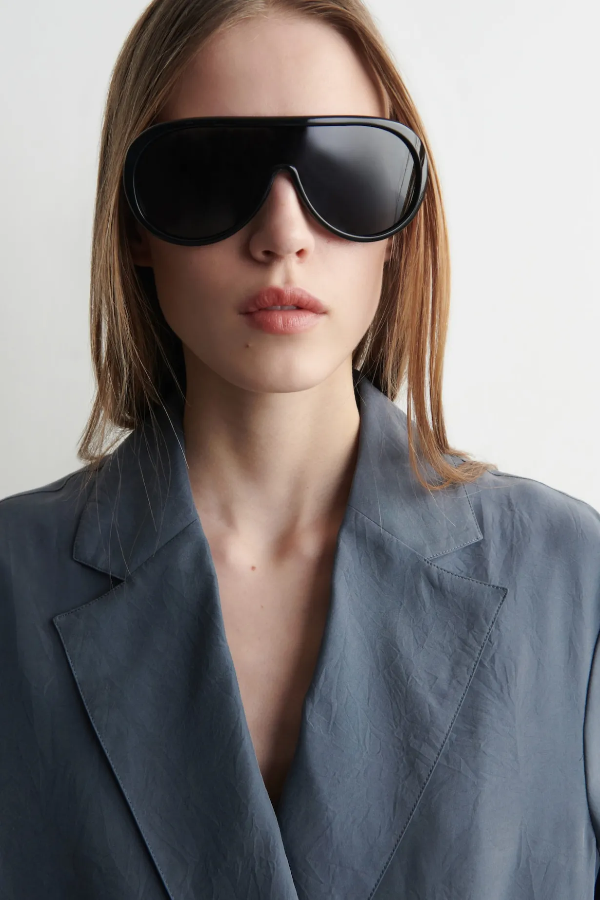 CRINKLED-SILK BLAZER