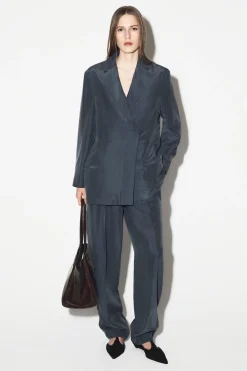 CRINKLED-SILK BLAZER