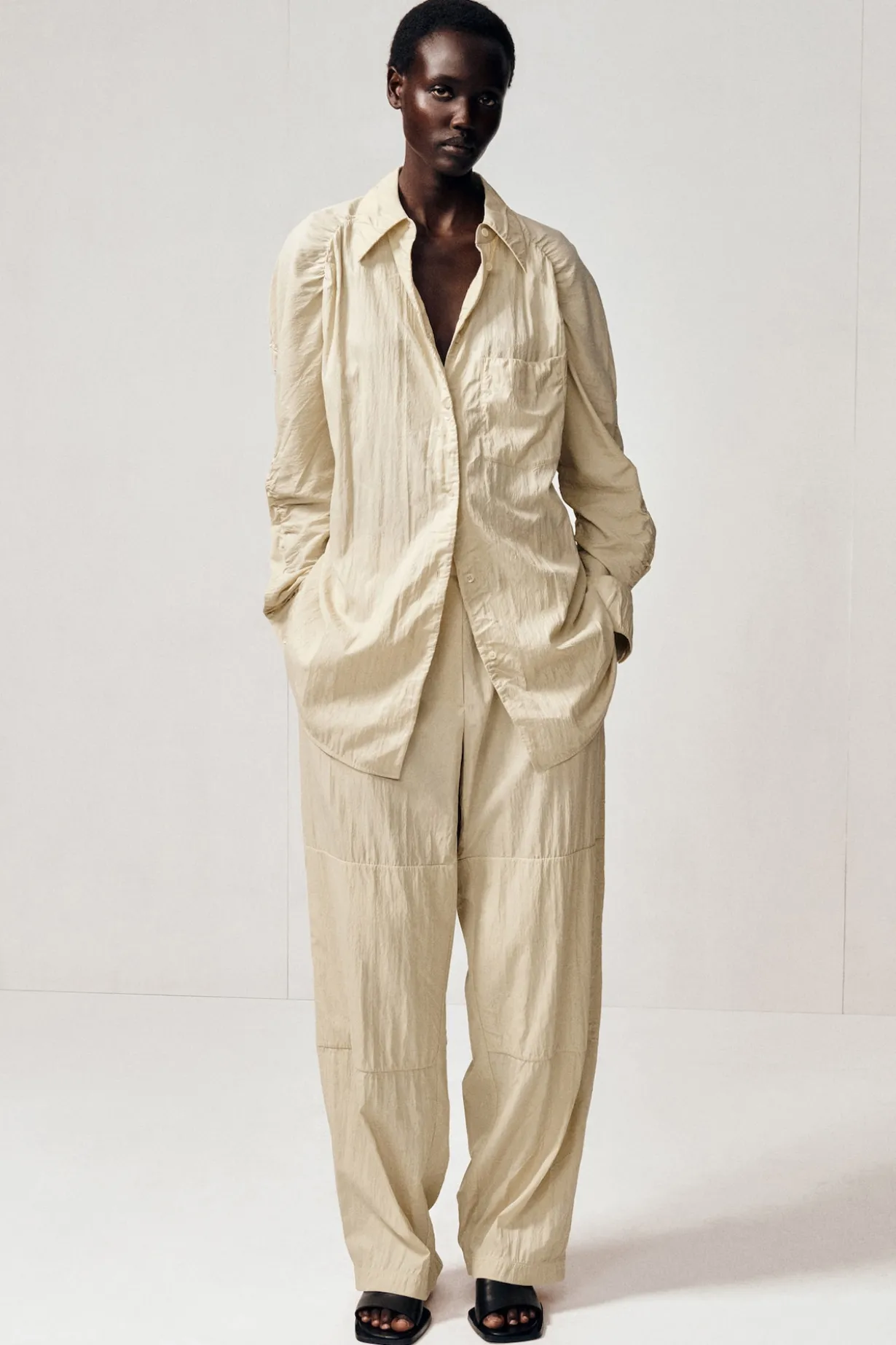 CRINKLED-SILK SHIRT