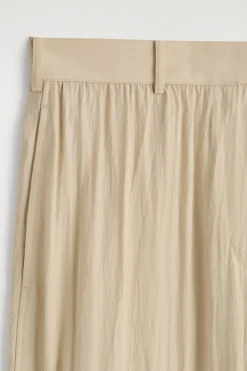 CRINKLED-SILK STRAIGHT-LEG PANTS