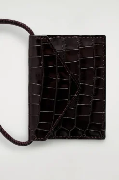 CROC-EFFECT LEATHER CARDHOLDER