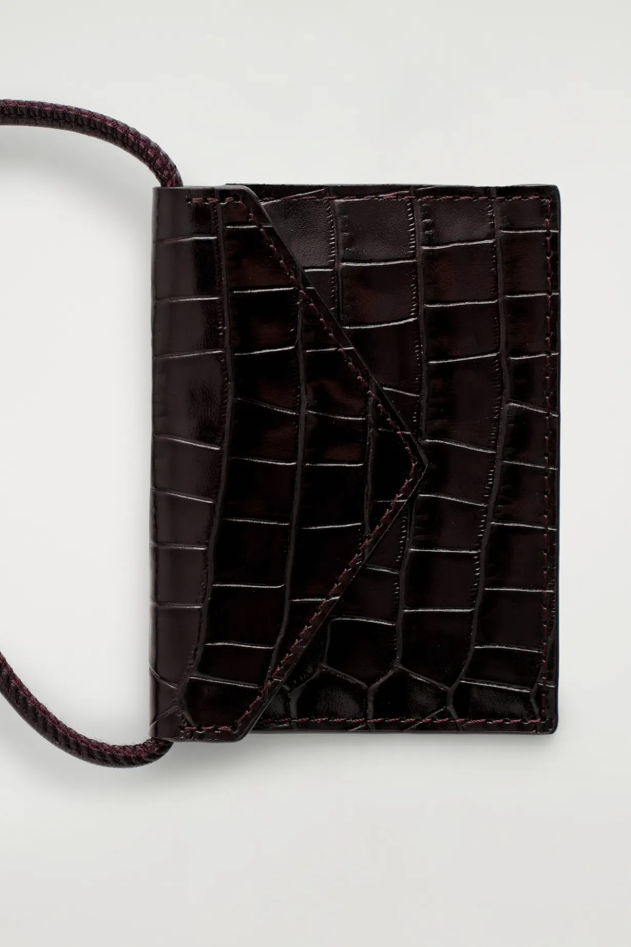 CROC-EFFECT LEATHER CARDHOLDER