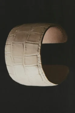 CROC-EFFECT LEATHER CUFF