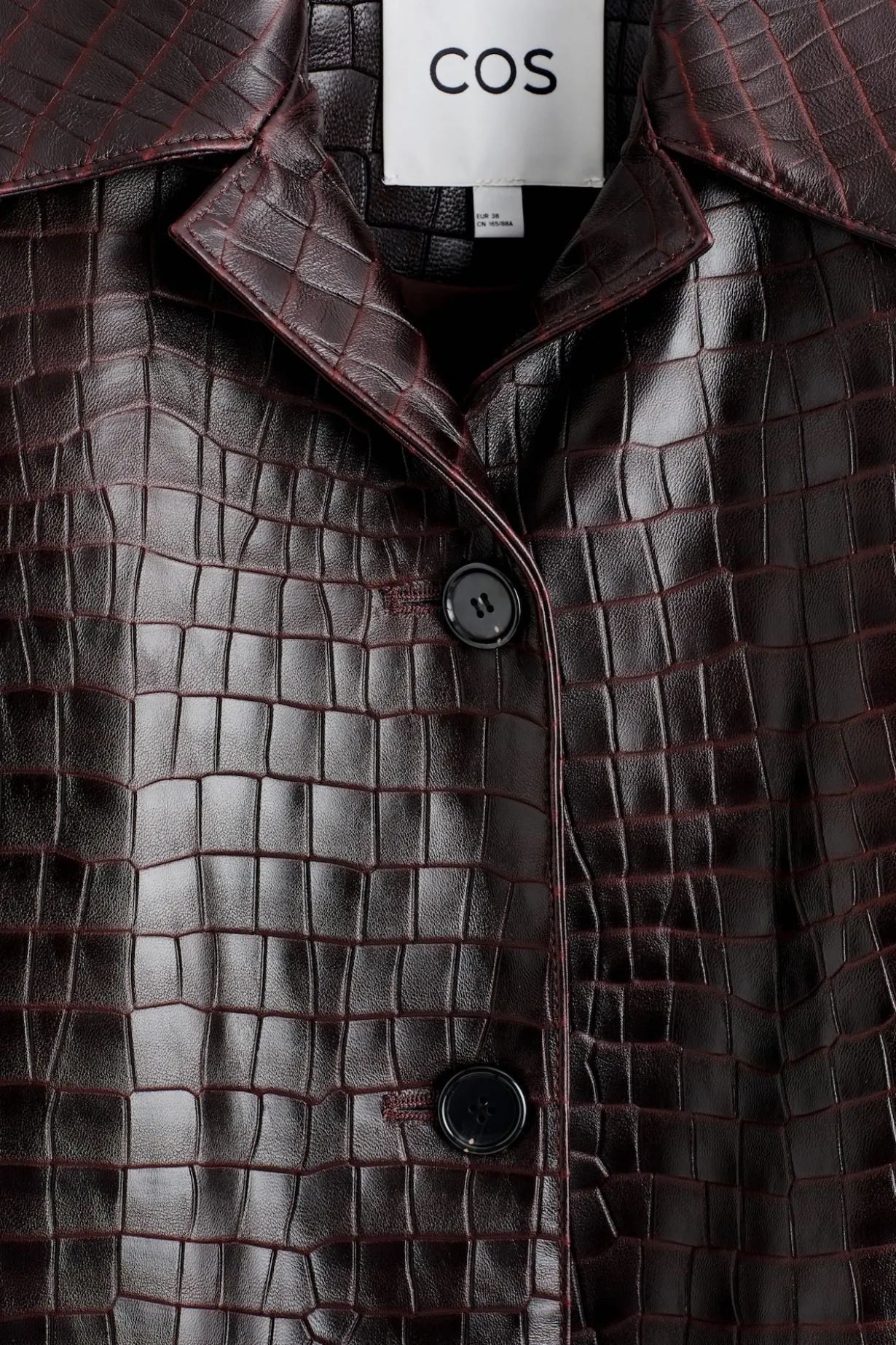 CROC-EFFECT LEATHER LONG COAT