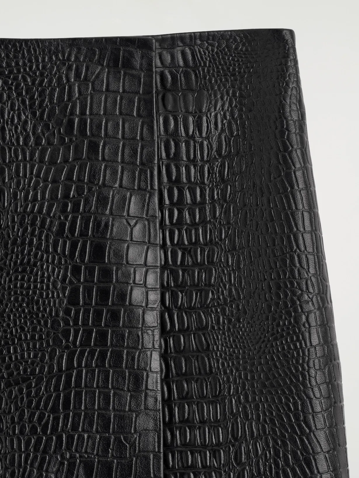 CROC-EFFECT LEATHER MINI WRAP SKIRT