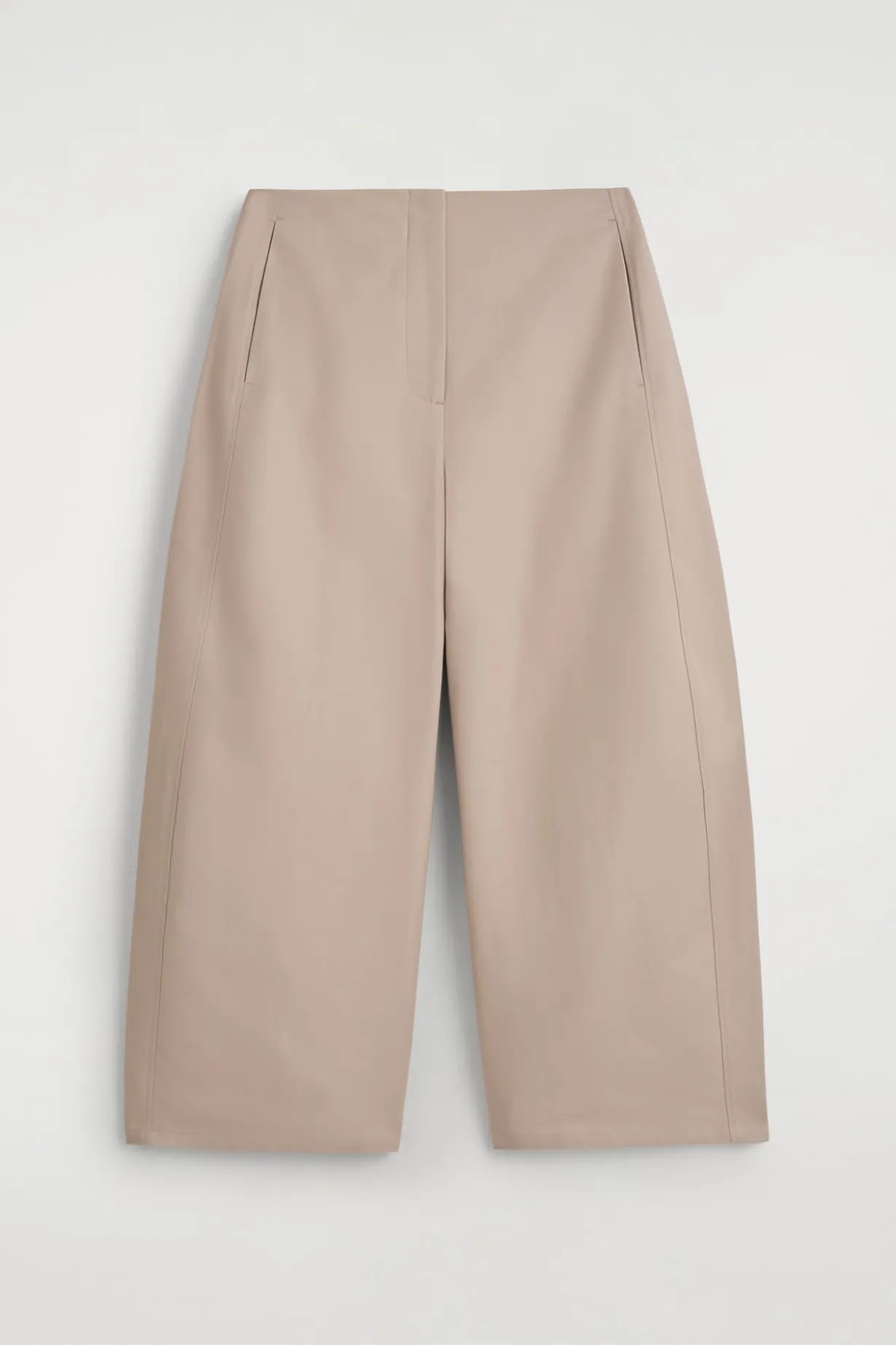 CROPPED BARREL-LEG COTTON PANTS