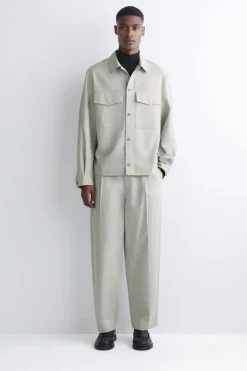 CROPPED COTTON STRAIGHT-LEG TROUSERS