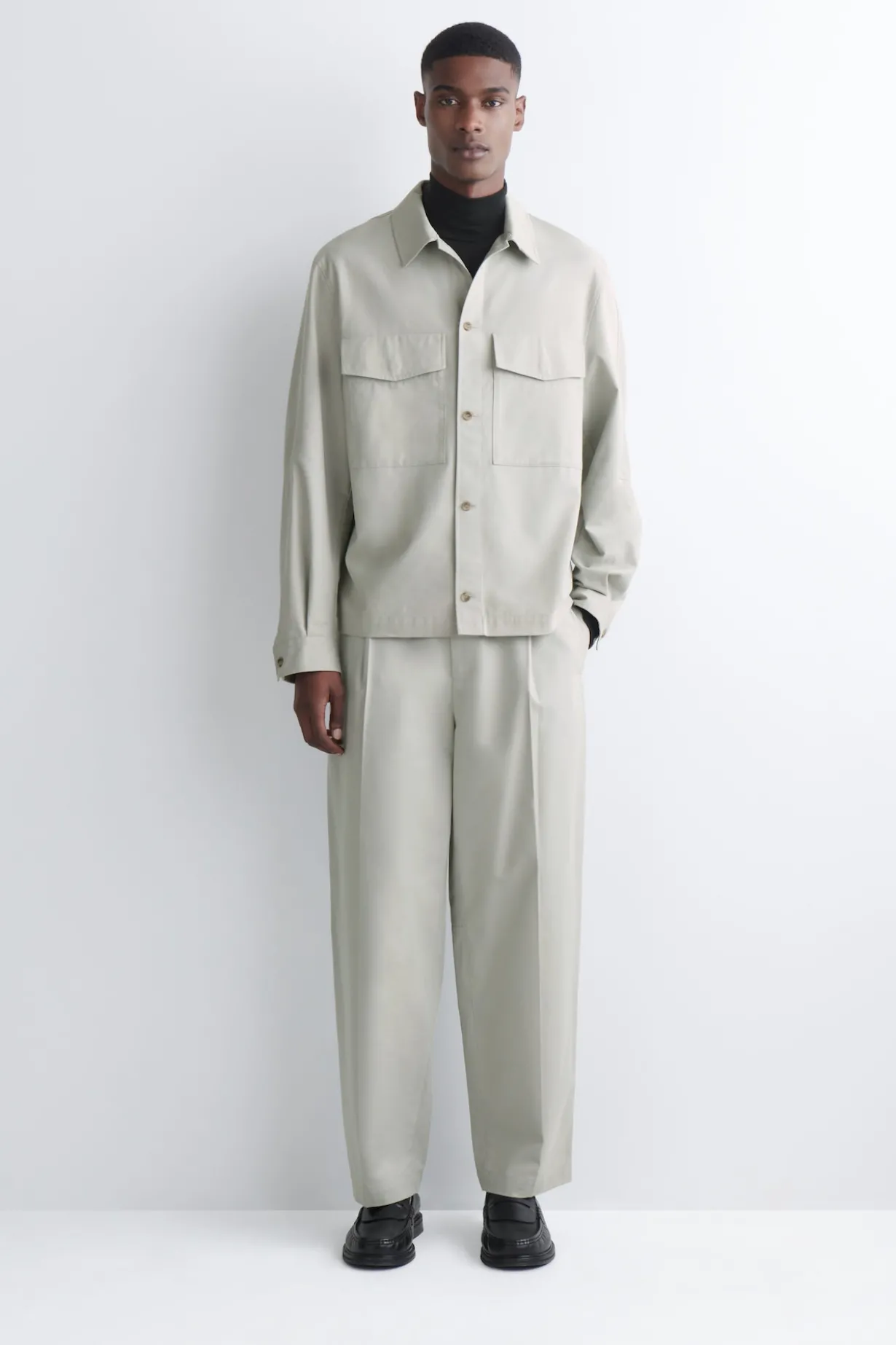CROPPED COTTON STRAIGHT-LEG TROUSERS
