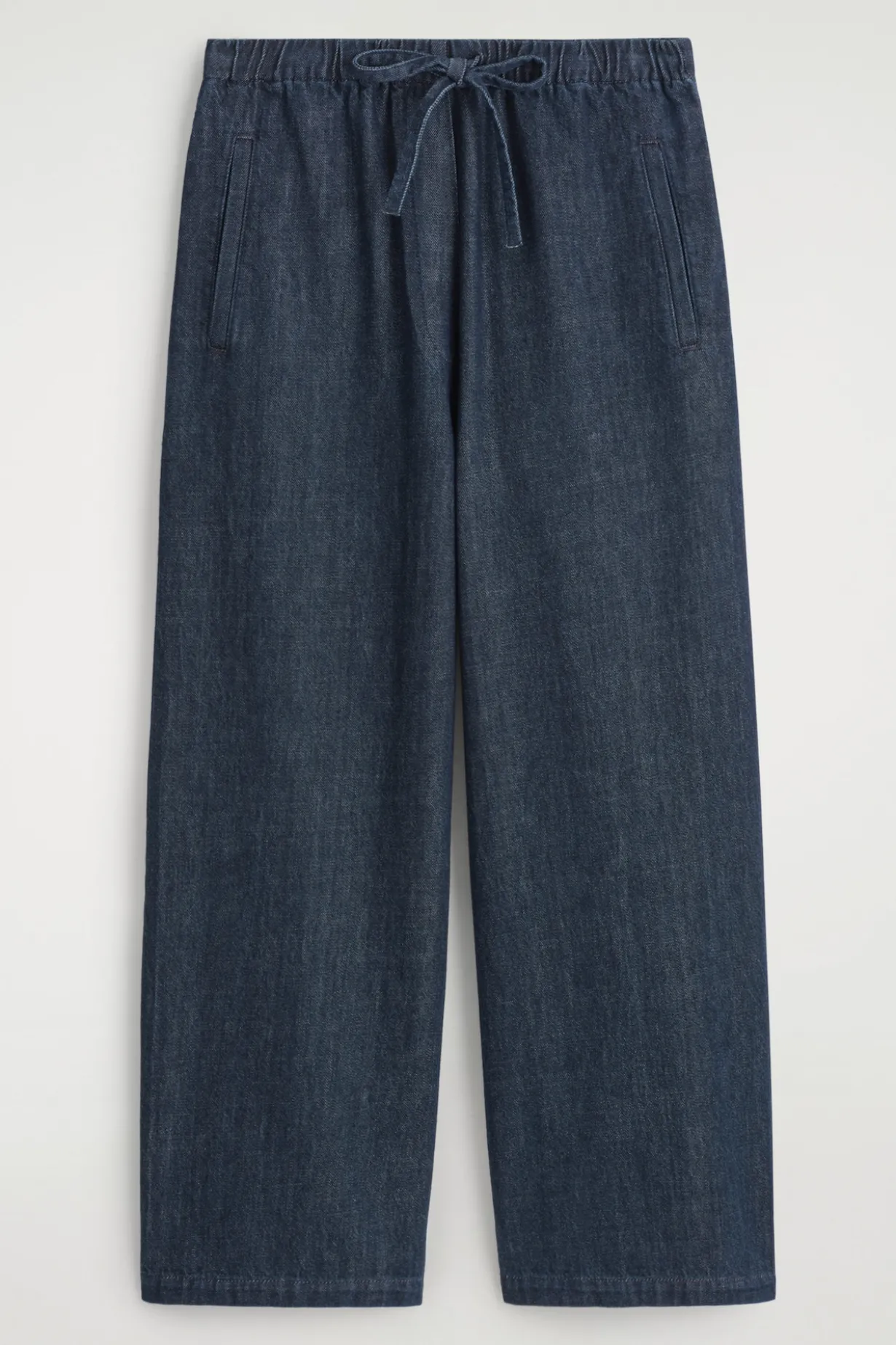 CROPPED DENIM WIDE-LEG PANTS