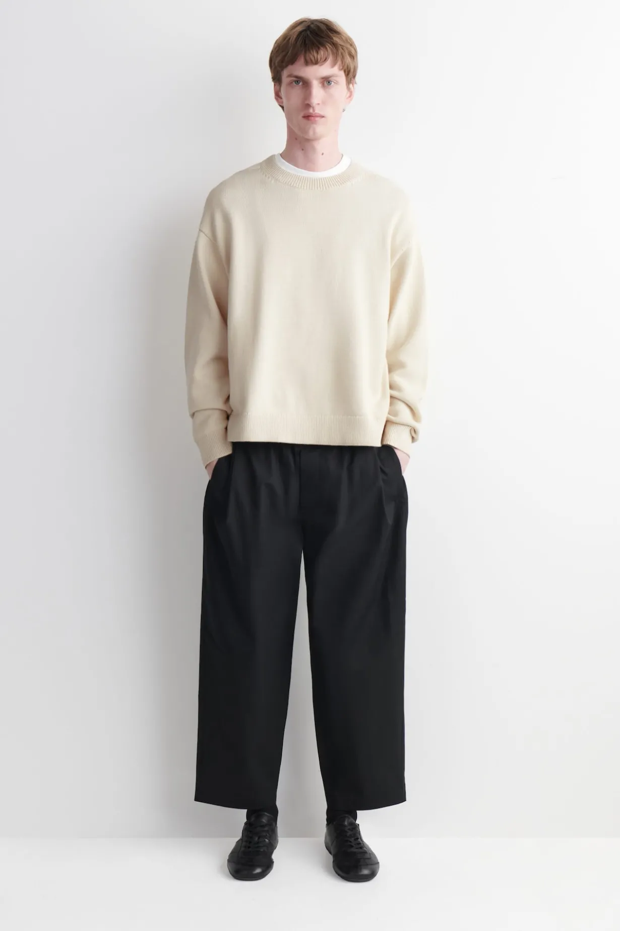 CROPPED ELASTICATED WIDE-LEG PANTS