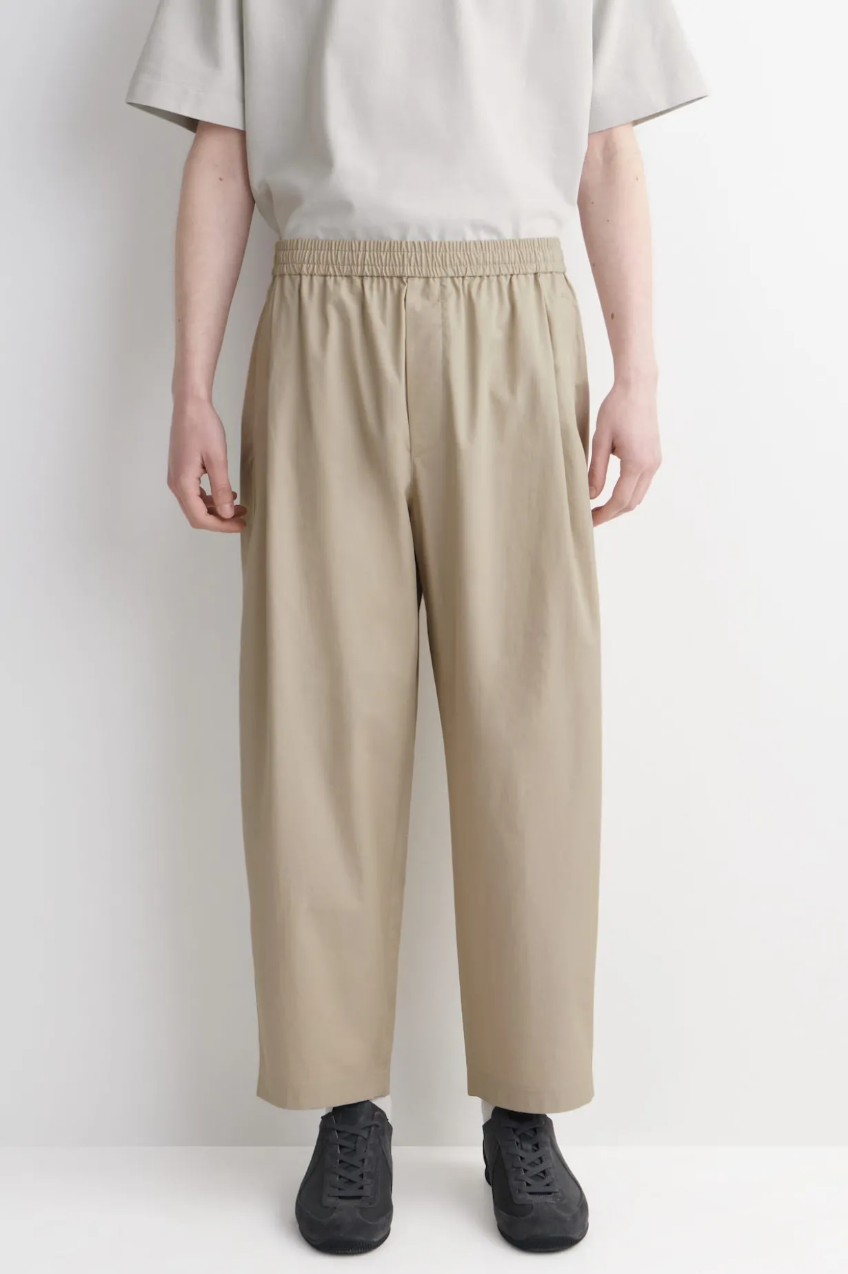 CROPPED ELASTICATED WIDE-LEG PANTS