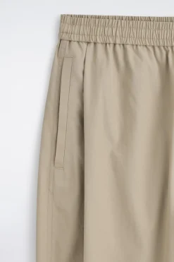 CROPPED ELASTICATED WIDE-LEG PANTS