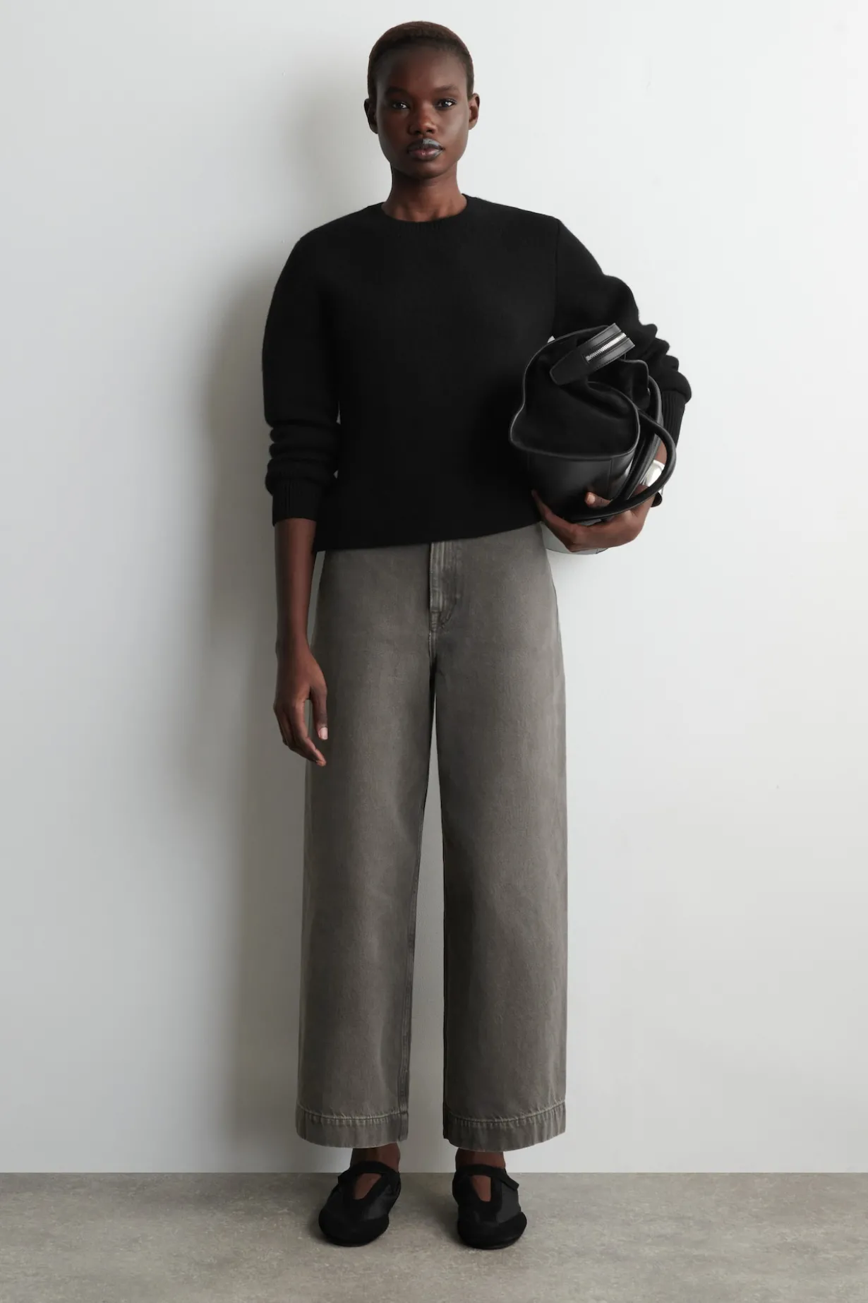 CROPPED WIDE-LEG DENIM PANTS