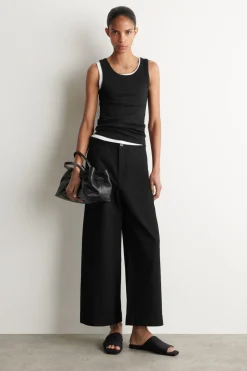 CROPPED WIDE-LEG DENIM PANTS