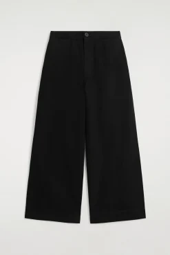 CROPPED WIDE-LEG DENIM PANTS