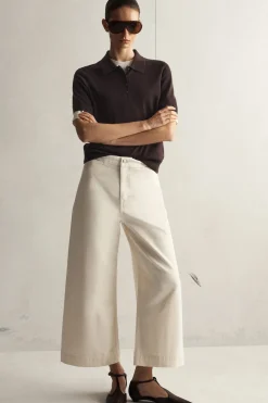 CROPPED WIDE-LEG DENIM PANTS
