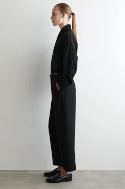 CROPPED WOOL BARREL-LEG PANTS