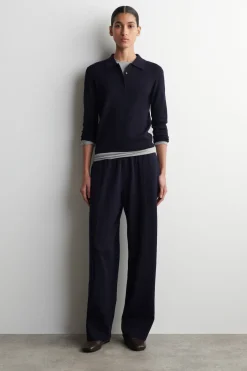 CROPPED-SLEEVE MERINO WOOL POLO SHIRT