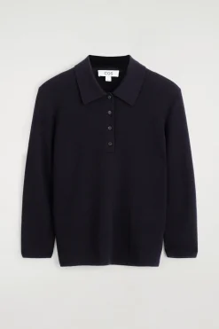 CROPPED-SLEEVE MERINO WOOL POLO SHIRT