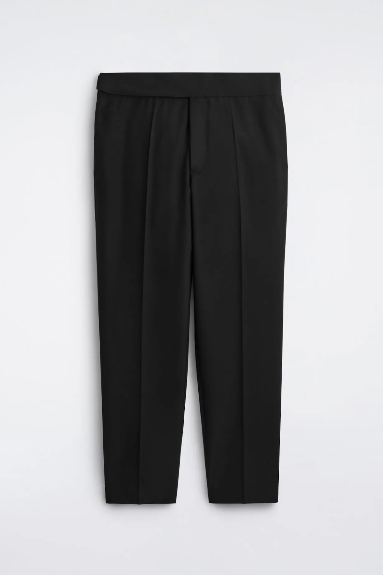 CUMMERBUND-WAIST WOOL TAPERED PANTS