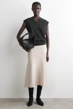 CURVED A-LINE MIDI SKIRT