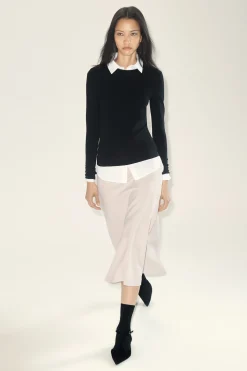 CURVED A-LINE MIDI SKIRT