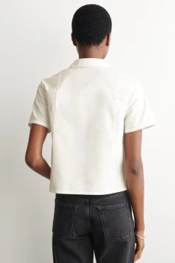 CURVED-COLLAR COTTON POPLIN SHIRT