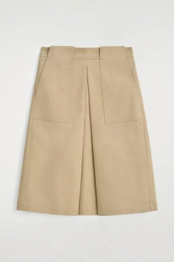 DECONSTRUCTED PLEATED COTTON MIDI SKIRT