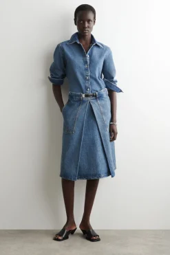DENIM A-LINE UTILITY SKIRT