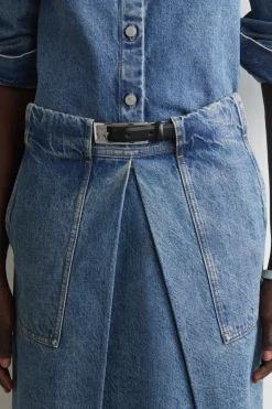 DENIM A-LINE UTILITY SKIRT