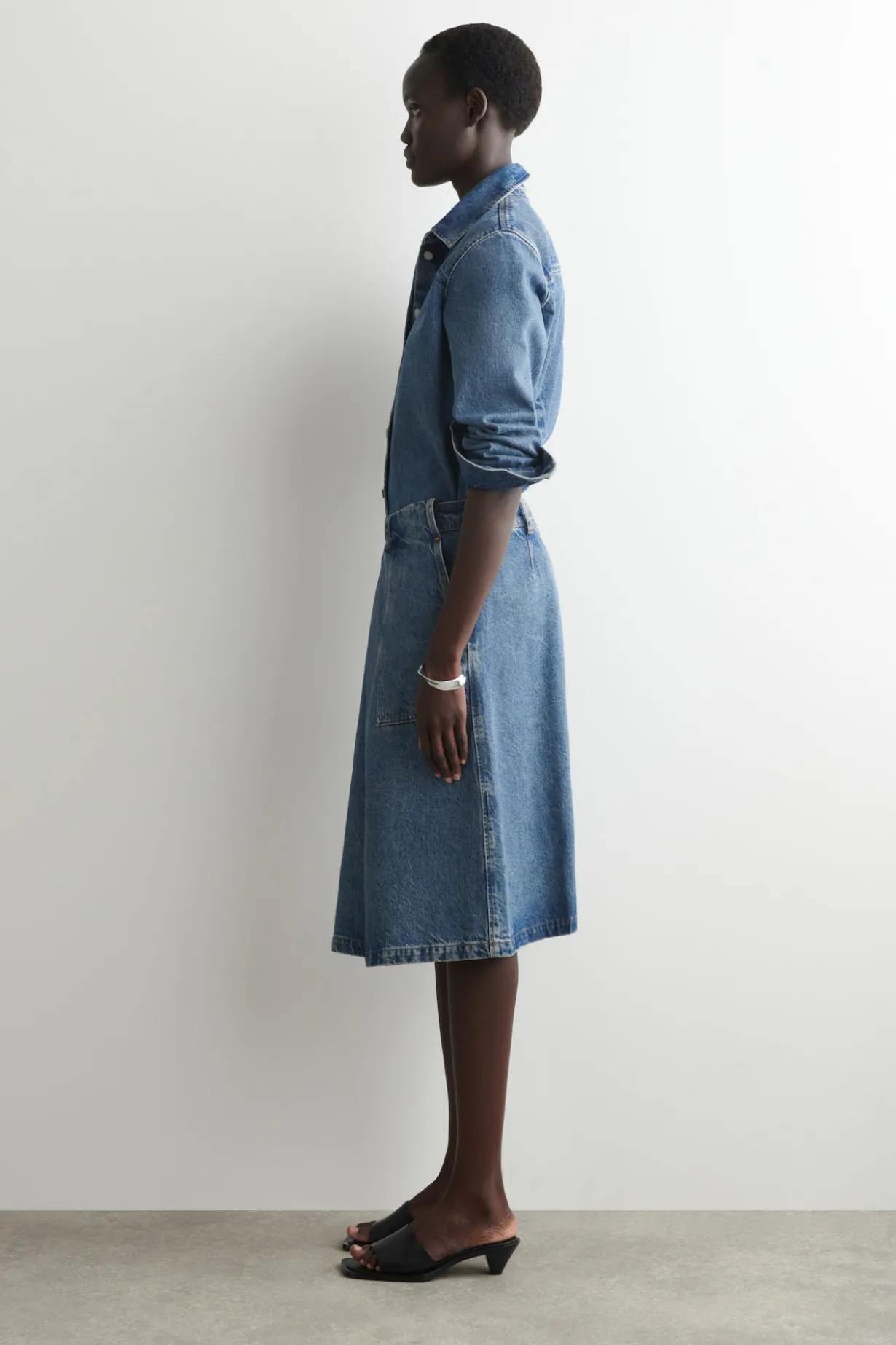 DENIM A-LINE UTILITY SKIRT