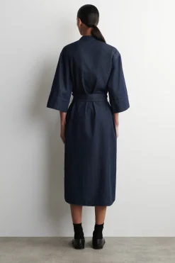 DENIM UTILITY MIDI SHIRT DRESS
