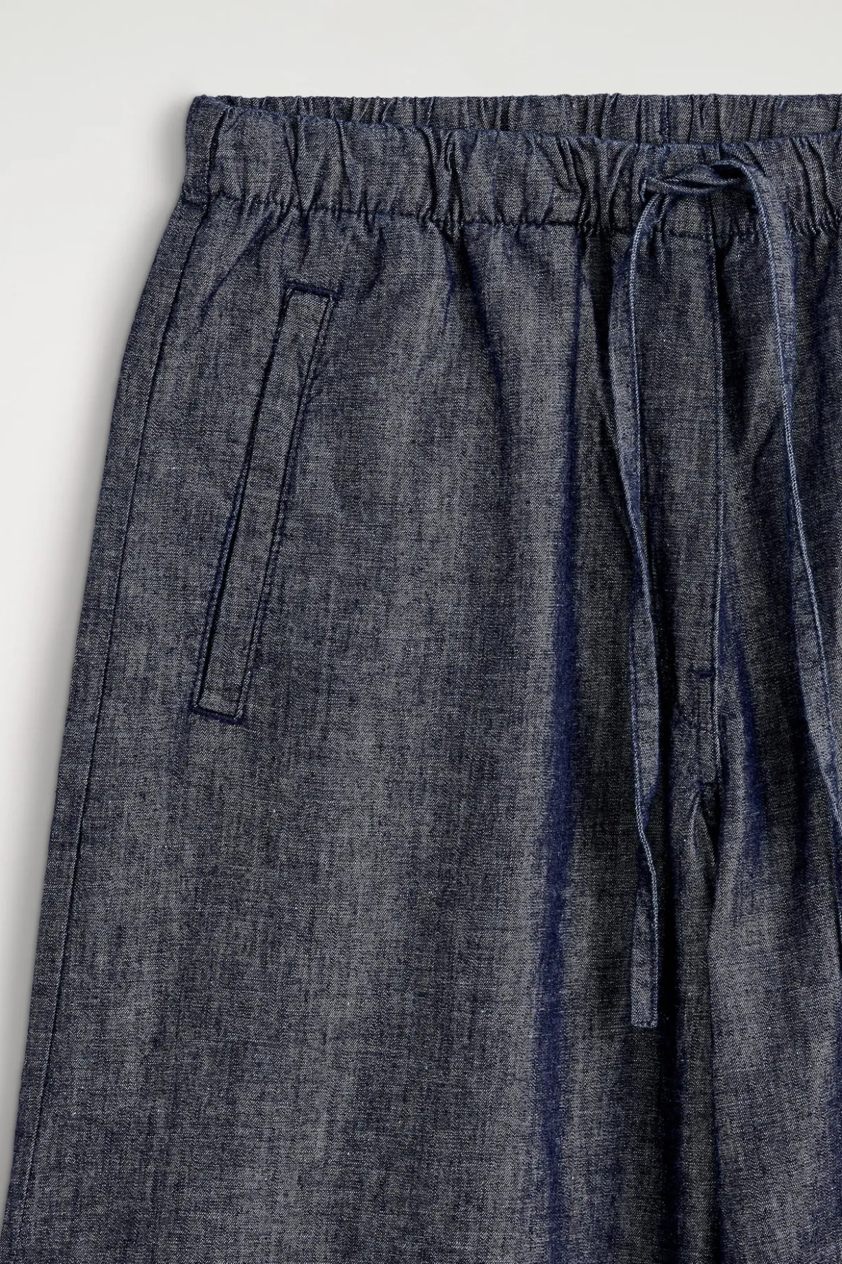 DENIM WIDE-LEG DRAWSTRING PANTS