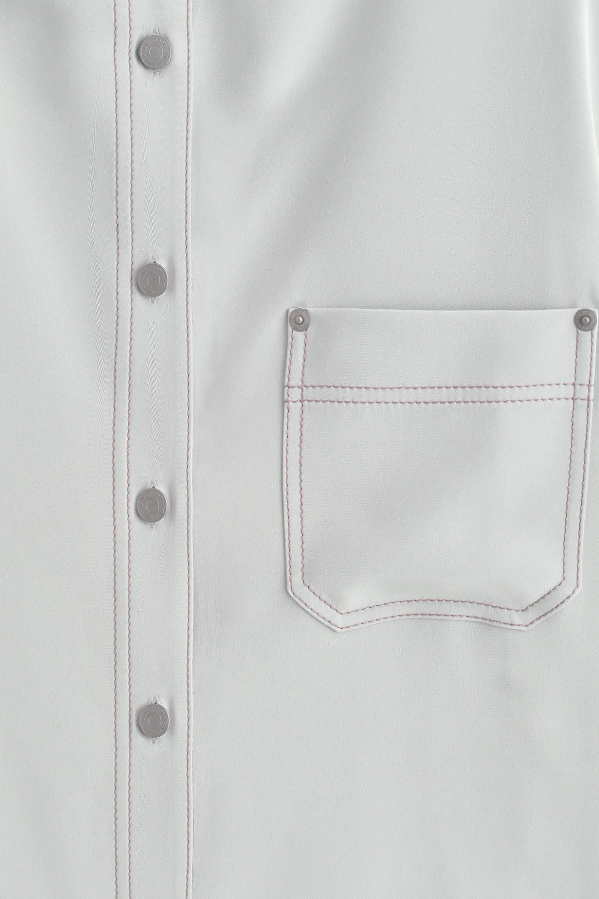 DENIM-EFFECT SILK MOCK-NECK SHIRT