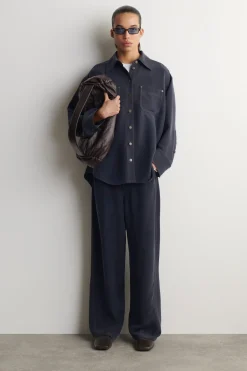 DENIM-EFFECT SILK PANTS